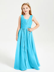 Long Elegant V-neck Bridesmaid Dresses For Juniors Pool