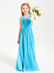 Long Elegant V-neck Bridesmaid Dresses For Juniors Pool