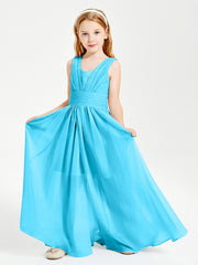 Long Elegant V-neck Bridesmaid Dresses For Juniors Pool