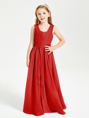 Long Elegant V-neck Bridesmaid Dresses For Juniors Red
