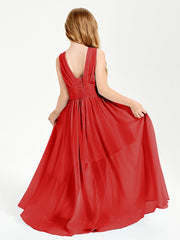 Long Elegant V-neck Bridesmaid Dresses For Juniors Red