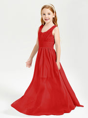 Long Elegant V-neck Bridesmaid Dresses For Juniors Red