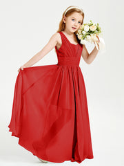 Long Elegant V-neck Bridesmaid Dresses For Juniors Red
