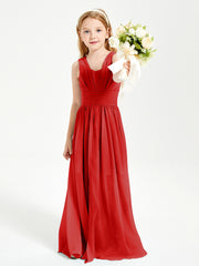 Long Elegant V-neck Bridesmaid Dresses For Juniors Red