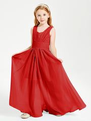 Long Elegant V-neck Bridesmaid Dresses For Juniors Red
