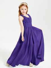Long Elegant V-neck Bridesmaid Dresses For Juniors Regency
