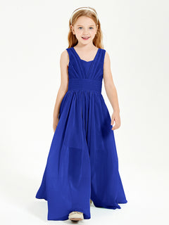 Long Elegant V-neck Bridesmaid Dresses For Juniors Royal Blue