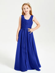 Long Elegant V-neck Bridesmaid Dresses For Juniors Royal Blue