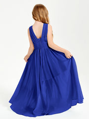 Long Elegant V-neck Bridesmaid Dresses For Juniors Royal Blue