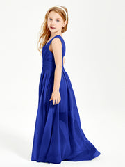 Long Elegant V-neck Bridesmaid Dresses For Juniors Royal Blue