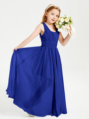 Long Elegant V-neck Bridesmaid Dresses For Juniors Royal Blue