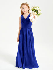 Long Elegant V-neck Bridesmaid Dresses For Juniors Royal Blue