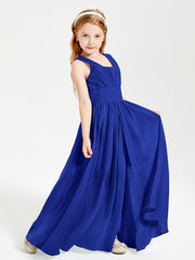 Long Elegant V-neck Bridesmaid Dresses For Juniors Royal Blue