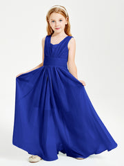 Long Elegant V-neck Bridesmaid Dresses For Juniors Royal Blue