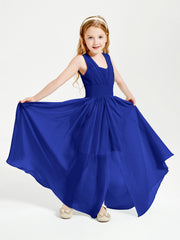 Long Elegant V-neck Bridesmaid Dresses For Juniors Royal Blue
