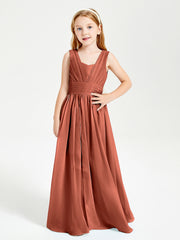 Long Elegant V-neck Bridesmaid Dresses For Juniors Rust