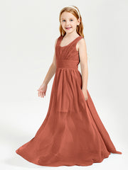 Long Elegant V-neck Bridesmaid Dresses For Juniors Rust