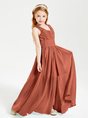 Long Elegant V-neck Bridesmaid Dresses For Juniors Rust