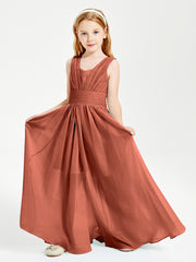 Long Elegant V-neck Bridesmaid Dresses For Juniors Rust