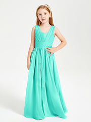Long Elegant V-neck Bridesmaid Dresses For Juniors Spa