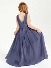 Long Elegant V-neck Bridesmaid Dresses For Juniors Stormy