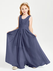 Long Elegant V-neck Bridesmaid Dresses For Juniors Stormy