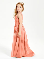 Long Elegant V-neck Bridesmaid Dresses For Juniors Sunset