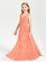 Long Elegant V-neck Bridesmaid Dresses For Juniors Sunset
