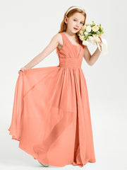 Long Elegant V-neck Bridesmaid Dresses For Juniors Sunset