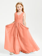 Long Elegant V-neck Bridesmaid Dresses For Juniors Sunset