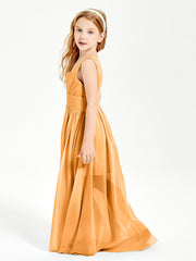 Long Elegant V-neck Bridesmaid Dresses For Juniors Tangerine