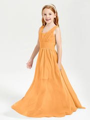 Long Elegant V-neck Bridesmaid Dresses For Juniors Tangerine