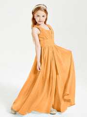 Long Elegant V-neck Bridesmaid Dresses For Juniors Tangerine