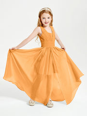 Long Elegant V-neck Bridesmaid Dresses For Juniors Tangerine