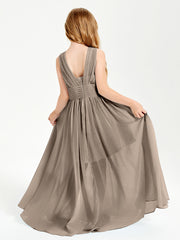 Long Elegant V-neck Bridesmaid Dresses For Juniors Taupe