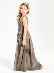 Long Elegant V-neck Bridesmaid Dresses For Juniors Taupe