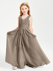 Long Elegant V-neck Bridesmaid Dresses For Juniors Taupe