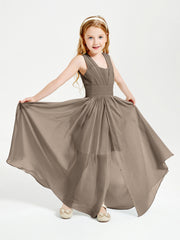Long Elegant V-neck Bridesmaid Dresses For Juniors Taupe