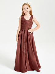 Long Elegant V-neck Bridesmaid Dresses For Juniors Terracotta