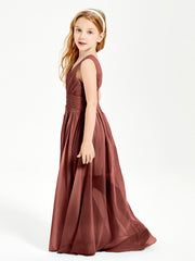 Long Elegant V-neck Bridesmaid Dresses For Juniors Terracotta
