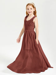 Long Elegant V-neck Bridesmaid Dresses For Juniors Terracotta