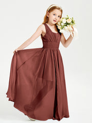 Long Elegant V-neck Bridesmaid Dresses For Juniors Terracotta