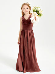 Long Elegant V-neck Bridesmaid Dresses For Juniors Terracotta