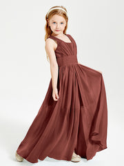 Long Elegant V-neck Bridesmaid Dresses For Juniors Terracotta