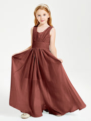 Long Elegant V-neck Bridesmaid Dresses For Juniors Terracotta
