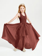 Long Elegant V-neck Bridesmaid Dresses For Juniors Terracotta