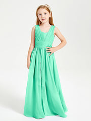 Long Elegant V-neck Bridesmaid Dresses For Juniors Turquoise