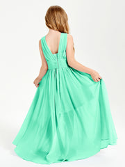 Long Elegant V-neck Bridesmaid Dresses For Juniors Turquoise