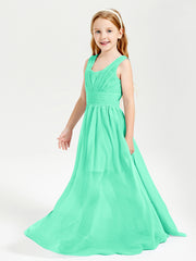 Long Elegant V-neck Bridesmaid Dresses For Juniors Turquoise