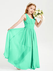 Long Elegant V-neck Bridesmaid Dresses For Juniors Turquoise